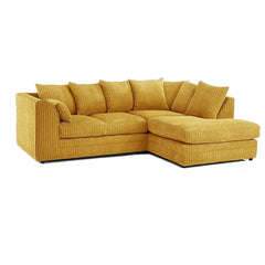 Hannah Jumbo Cord Scatter Back 4 Seater Right Hand Facing Corner Sofa Mustard