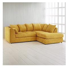Hannah Jumbo Cord Scatter Back 4 Seater Right Hand Facing Corner Sofa Mustard