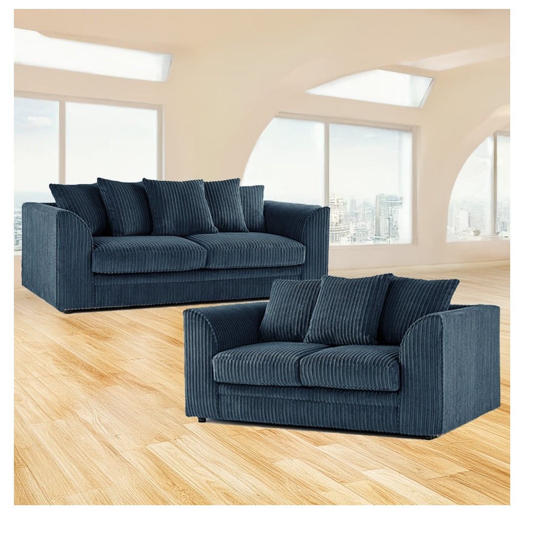 Hannah Jumbo Cord Scatter Back 3 Seater, 2Seater, 3+2 Seater Sofa Set, 3+3 Seater, 2+2Seater