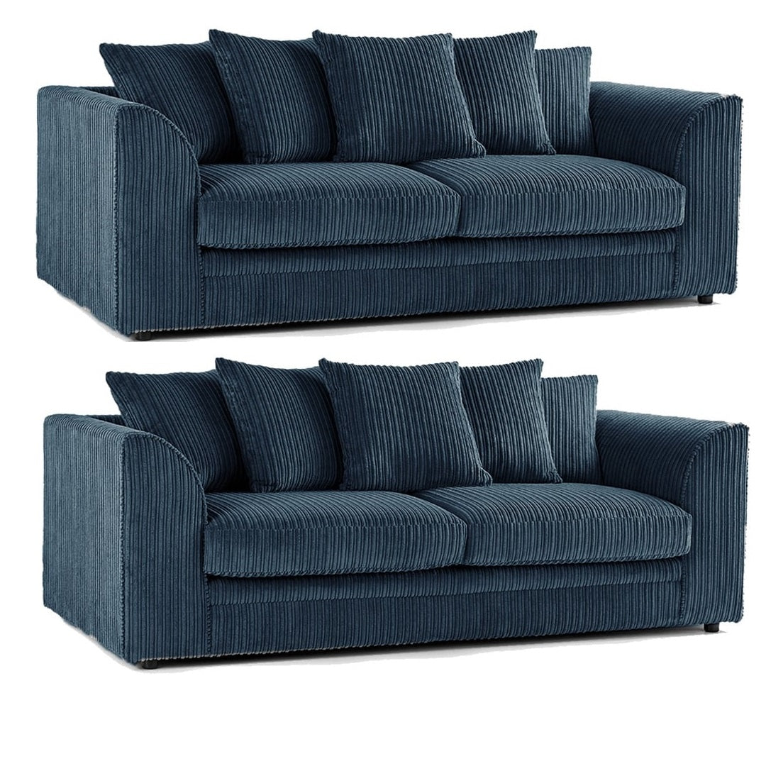 Hannah Jumbo Cord Scatter Back 3 Seater, 2Seater, 3+2 Seater Sofa Set, 3+3 Seater, 2+2Seater