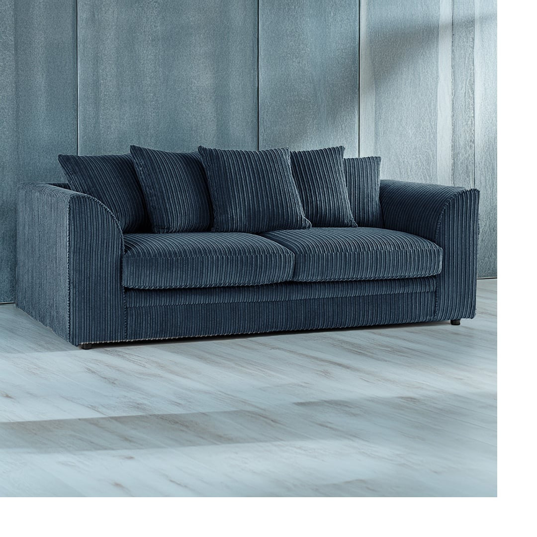 Hannah Jumbo Cord Scatter Back 3 Seater, 2Seater, 3+2 Seater Sofa Set, 3+3 Seater, 2+2Seater
