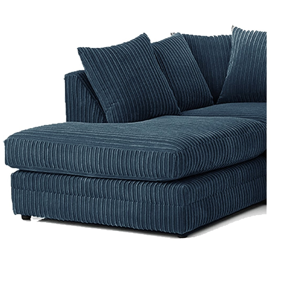 Hannah Jumbo Cord Scatter Back 4 Seater Left Hand Facing Corner Sofa Navy Blue