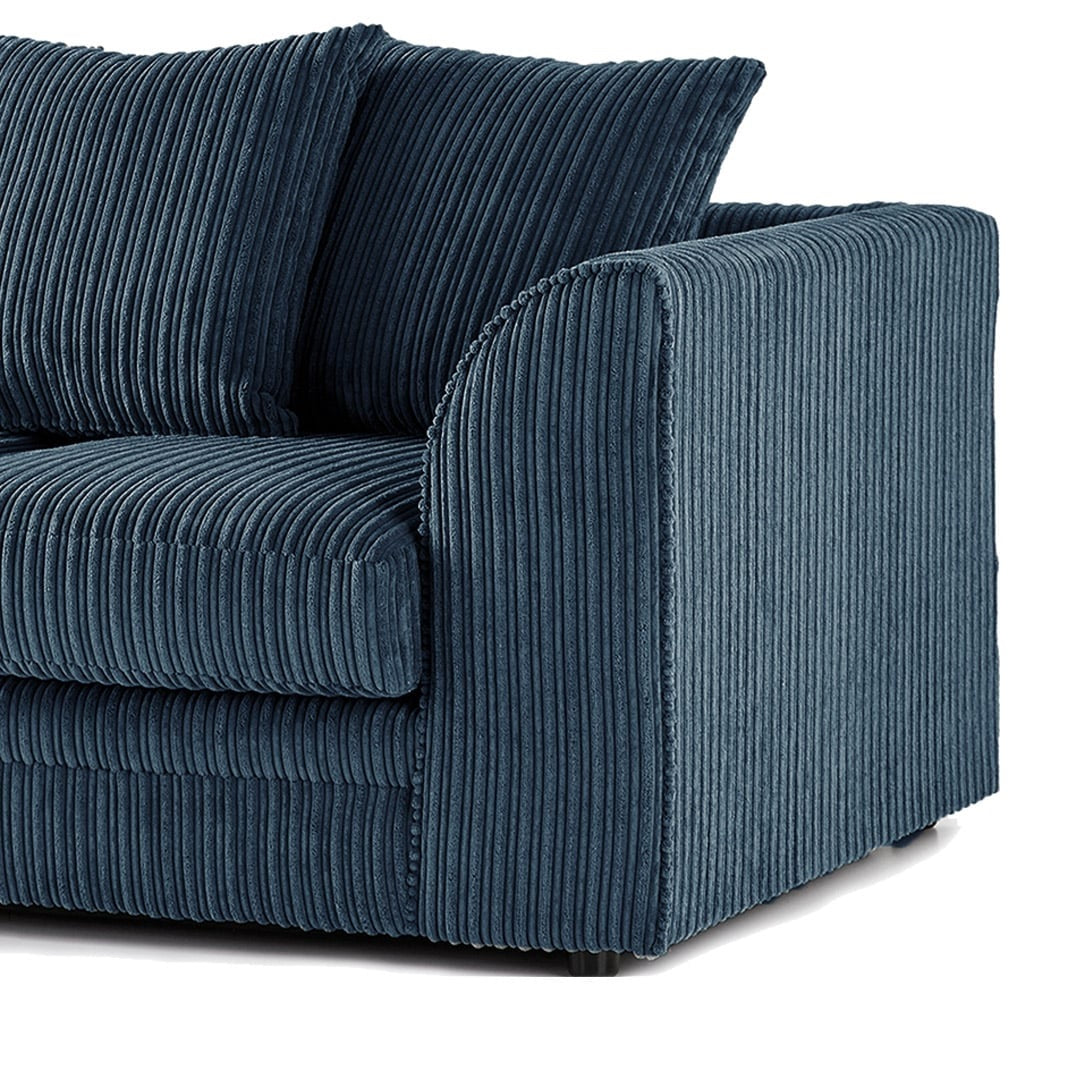 Hannah Jumbo Cord Scatter Back 4 Seater Left Hand Facing Corner Sofa Navy Blue