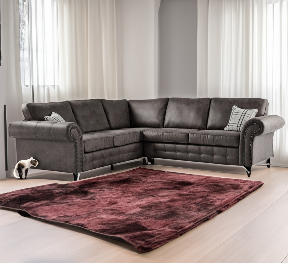 Oakland Suede Leather Corner Sofa