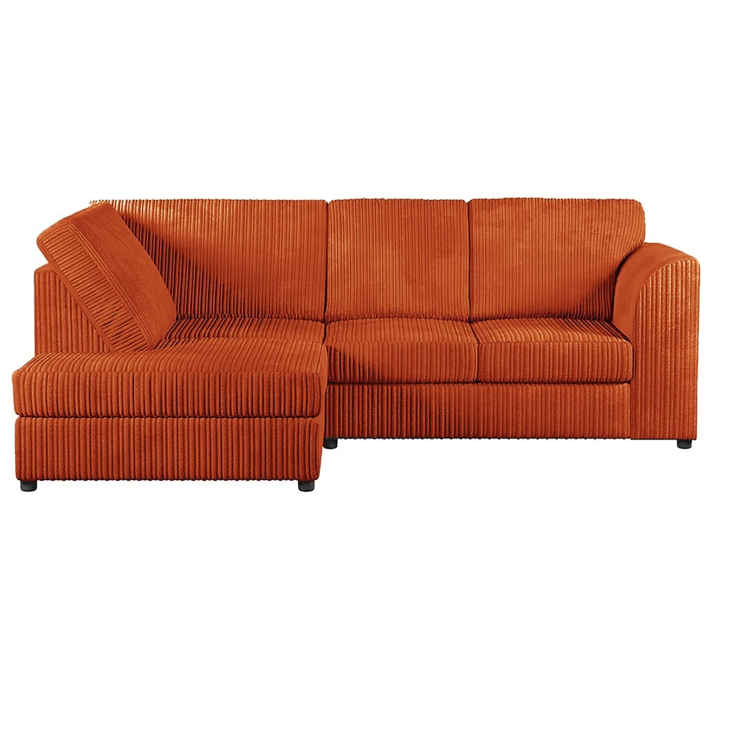 Hannah Jumbo Cord Full Back 4 Seater Left Hand Facing Corner Orange