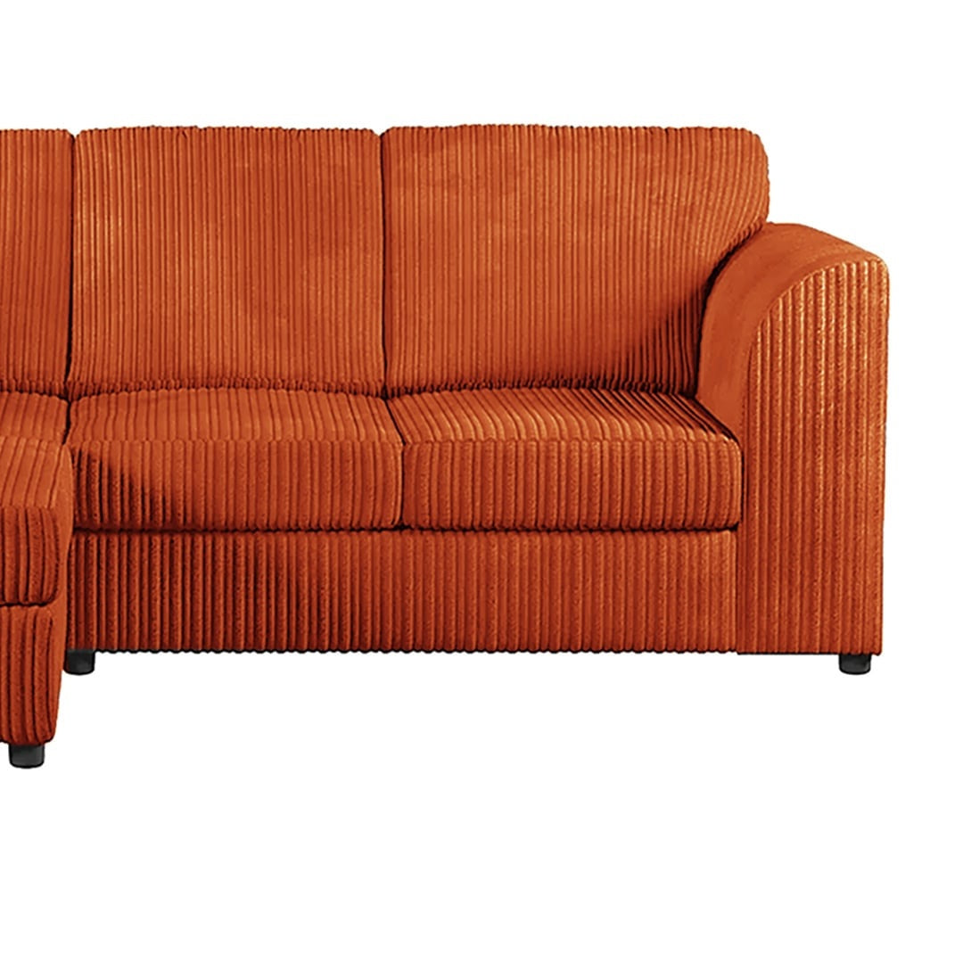 Hannah Jumbo Cord Full Back 4 Seater Left Hand Facing Corner Orange