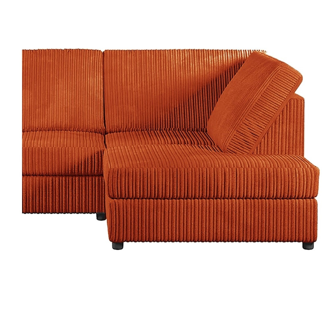 Hannah Jumbo Cord Full Back 4 Seater Right Hand Facing Corner Sofa Orange