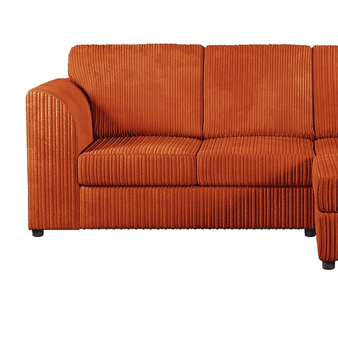 Hannah Jumbo Cord Full Back 4 Seater Right Hand Facing Corner Sofa Orange