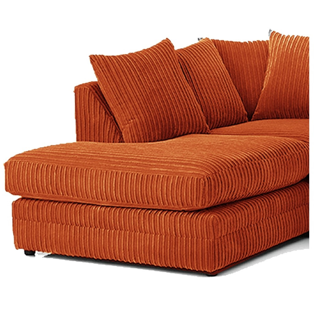 Hannah Jumbo Cord Scatter Back 4 Seater Left Hand Facing Corner Sofa Orange
