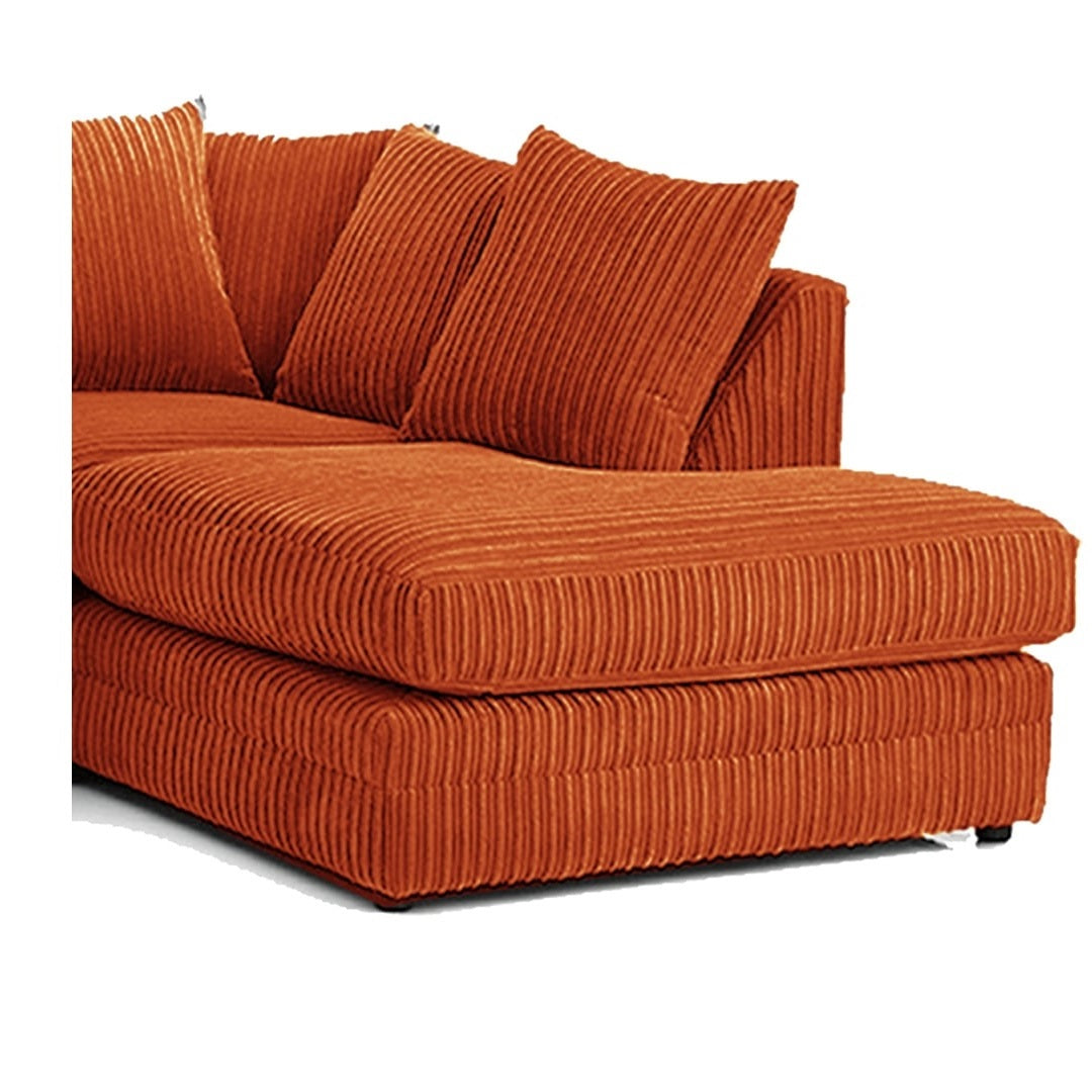 Hannah Jumbo Cord Scatter Back 4 Seater Right Hand Facing Corner Sofa Orange