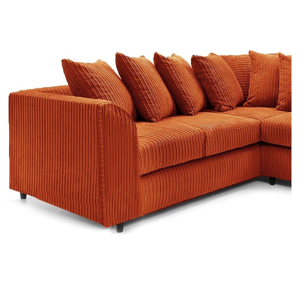 Hannah Jumbo Cord Scatter Back 2c2 Corner Sofa Orange