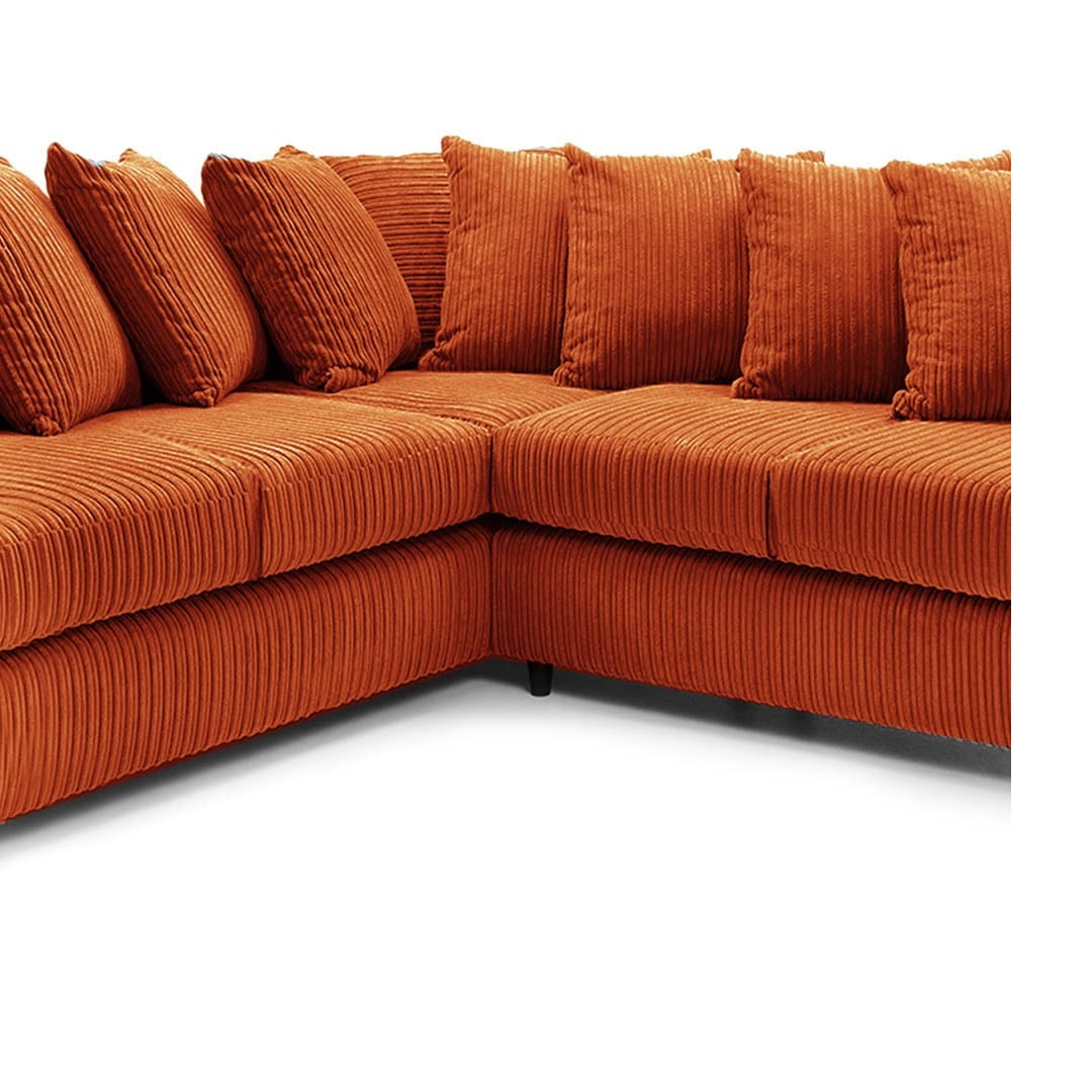 Hannah Jumbo Cord Scatter Back 2c2 Corner Sofa Orange
