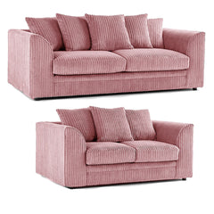 Hannah Jumbo Cord Scatter Back 3+2 Seater Sofa Suite Set Pink