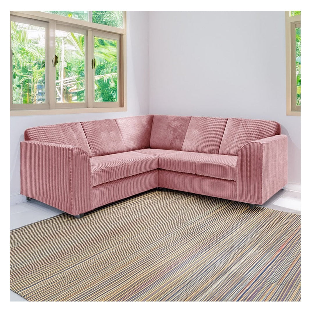 Hannah Jumbo Cord Full Back 2c2 Corner Sofa Pink