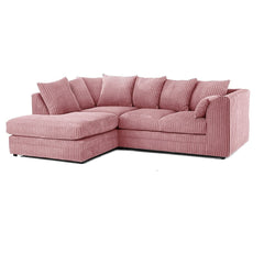 Hannah Jumbo Cord Scatter Back 4 Seater Left Hand Facing Corner Sofa Pink