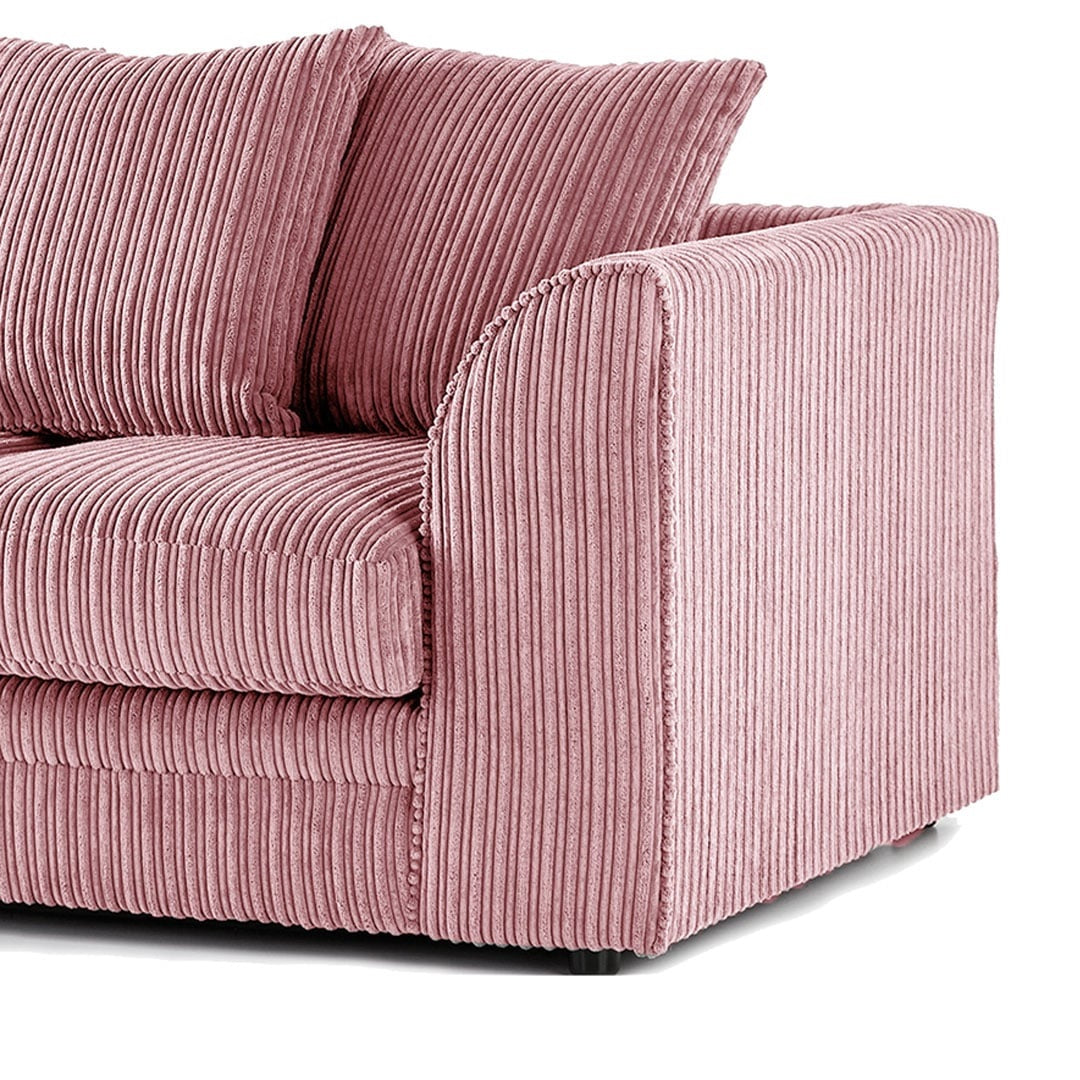 Hannah Jumbo Cord Scatter Back 4 Seater Left Hand Facing Corner Sofa Pink