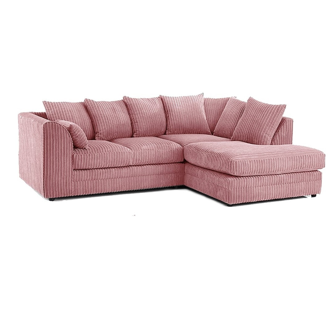 Hannah Jumbo Cord Scatter Back 4 Seater Right Hand Facing Corner Sofa Pink