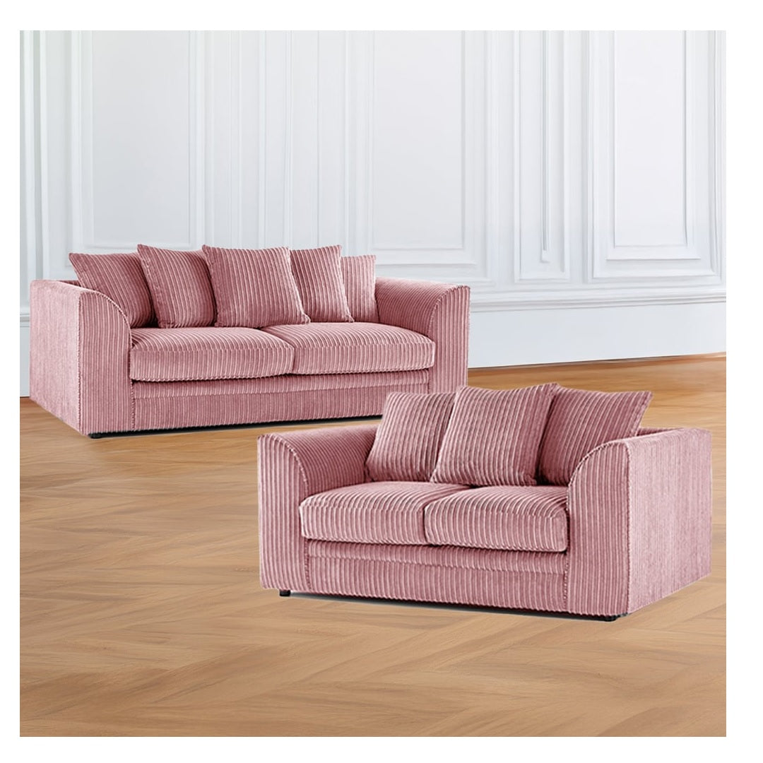 Hannah Jumbo Cord Scatter Back 3 Seater, 2Seater, 3+2 Seater Sofa Set, 3+3 Seater, 2+2Seater