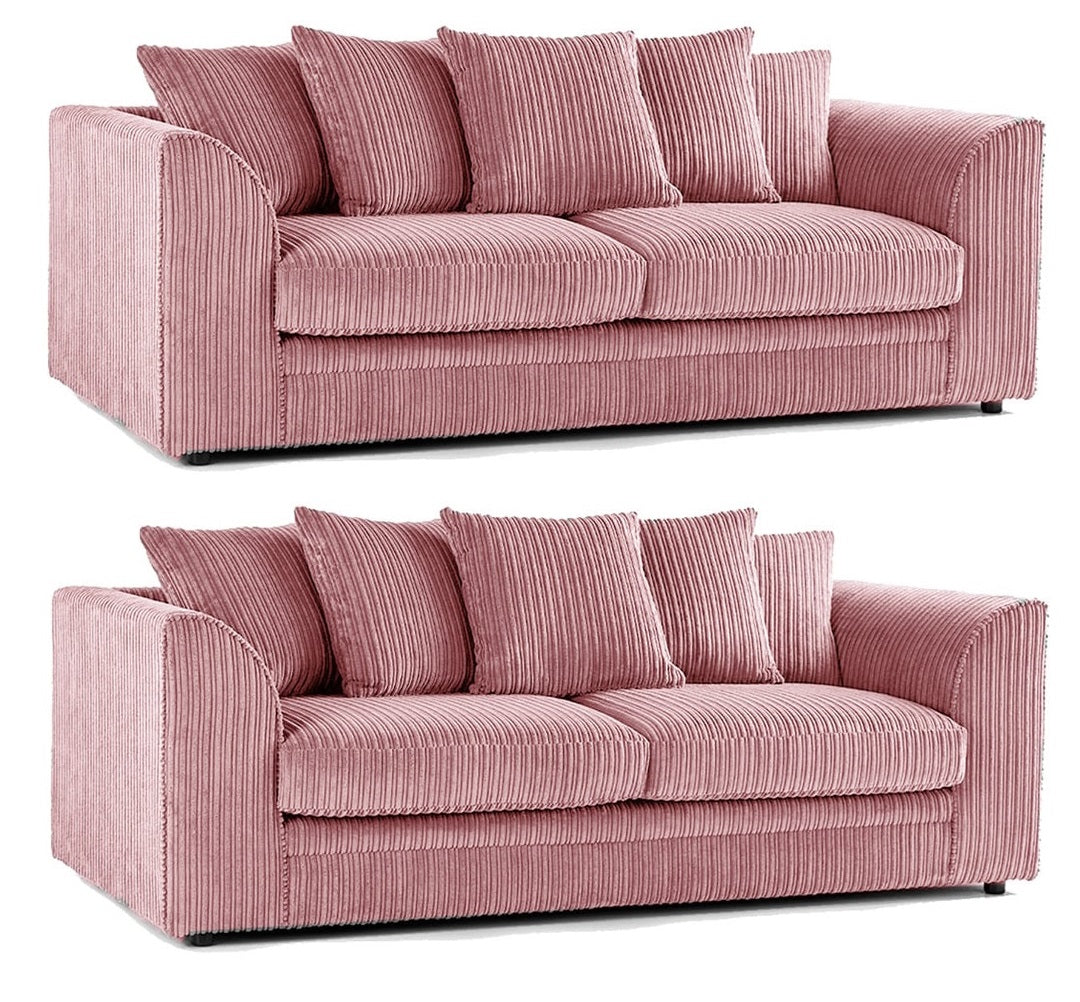 Hannah Jumbo Cord Scatter Back 3 Seater, 2Seater, 3+2 Seater Sofa Set, 3+3 Seater, 2+2Seater