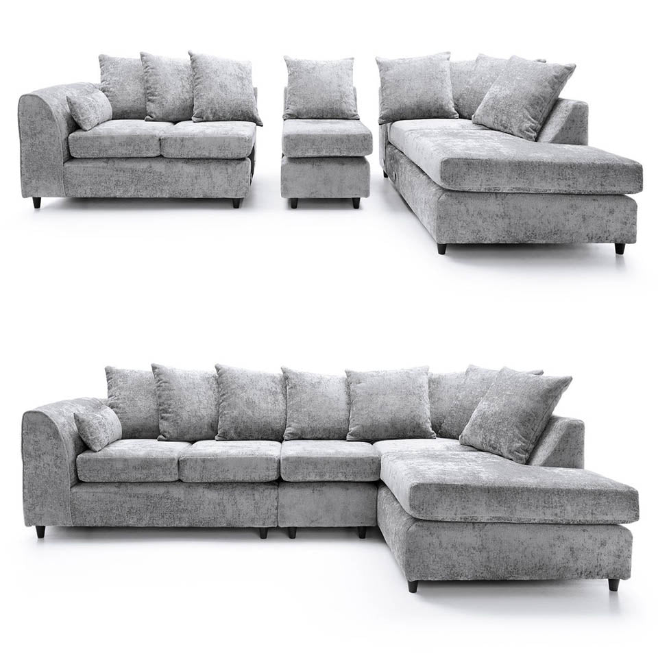 DYLAN Chenille Fabric 5 Seater L Shaped Corner Sofa with Scatter Back