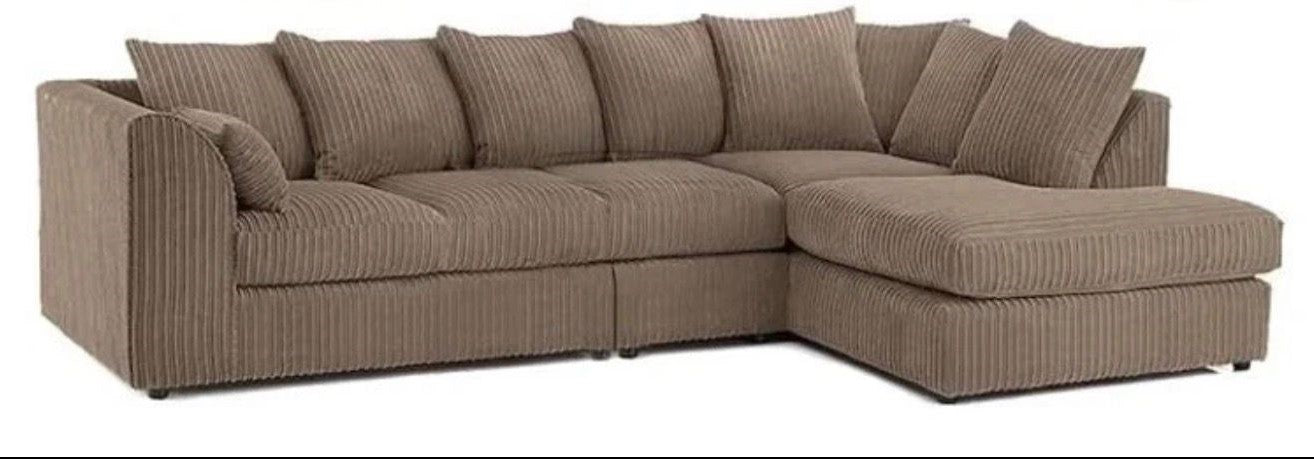 DYLAN 5 Seater Jumbo Cord L Shaped Corner Sofa with Scatter Back
