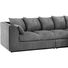 DYLAN 5 Seater Jumbo Cord Scatter Back Right Hand Facing Corner Sofa Grey