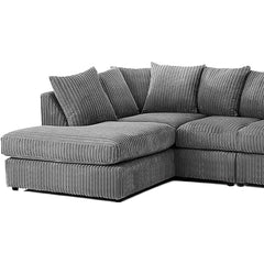 DYLAN 5 Seater Jumbo Cord Scatter Back Right Hand Facing Corner Sofa Grey