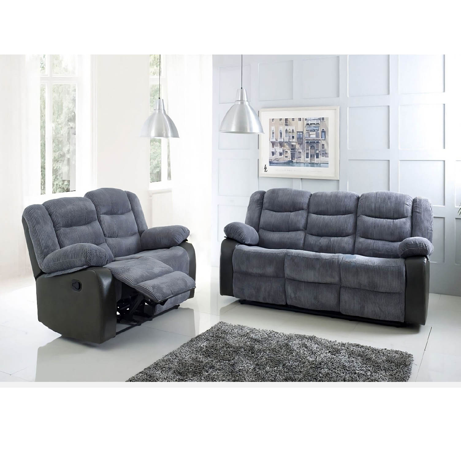 Rio Jumbo Cord Fabric Recliner 3seater and 2seater sofa set