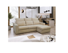 Soho Right Hand Facing Corner Sofa Luxe Chenille Fabric Beige