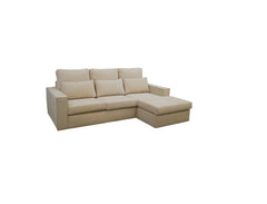 Soho Right Hand Facing Corner Sofa Luxe Chenille Fabric Beige