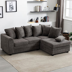 Hannah Jumbo Cord Scatter Back 4 Seater Right Hand Facing Corner Sofa Grey