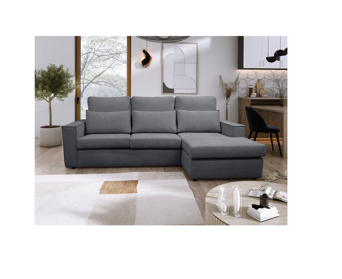 Soho Right Hand Facing Corner Sofa Luxe Chenille Fabric Grey