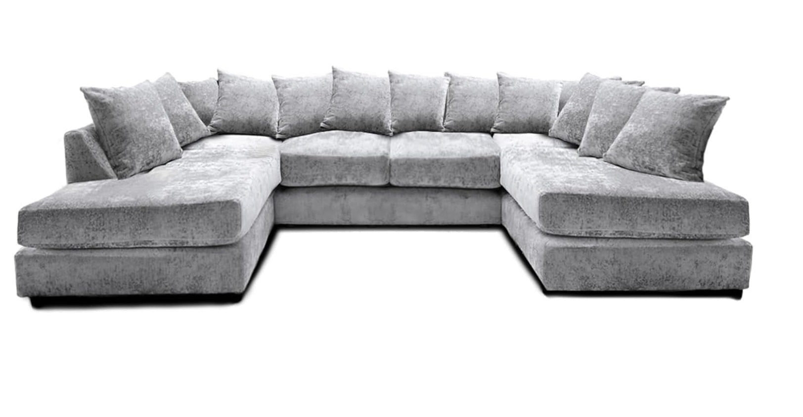 Windsor Scatter Back 6 Seater U Shaped Corner Chenille Fabric Sofa Silver
