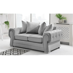 Verona Scatter Back Plush Velvet 3+2 Seater Sofa Set Silver
