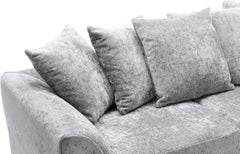 Celestial 4 Seater Scatter Back Chenille Fabric Sofa Silver