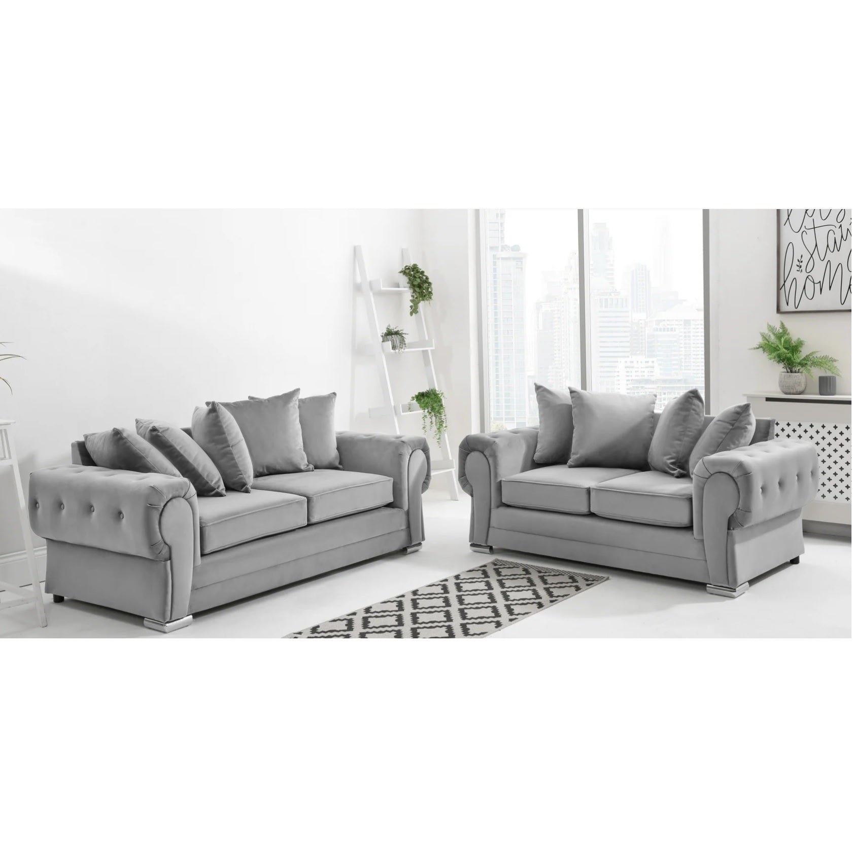 Verona Scatter Back Plush Velvet 3+2 Seater Sofa Set
