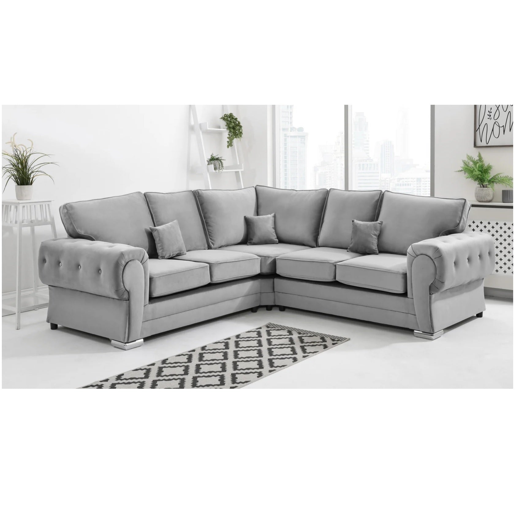 Chingford Plush Velvet Full Back 2c2 Corner Sofa