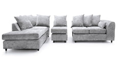 DYLAN Chenille Fabric Scatter Back 5 Seater Left Hand Facing Corner Sofa Silver