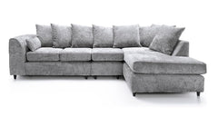 DYLAN Chenille Fabric Scatter Back 5 Seater Right Hand Facing Corner Sofa Silver