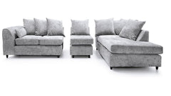 DYLAN Chenille Fabric Scatter Back 5 Seater Right Hand Facing Corner Sofa Silver