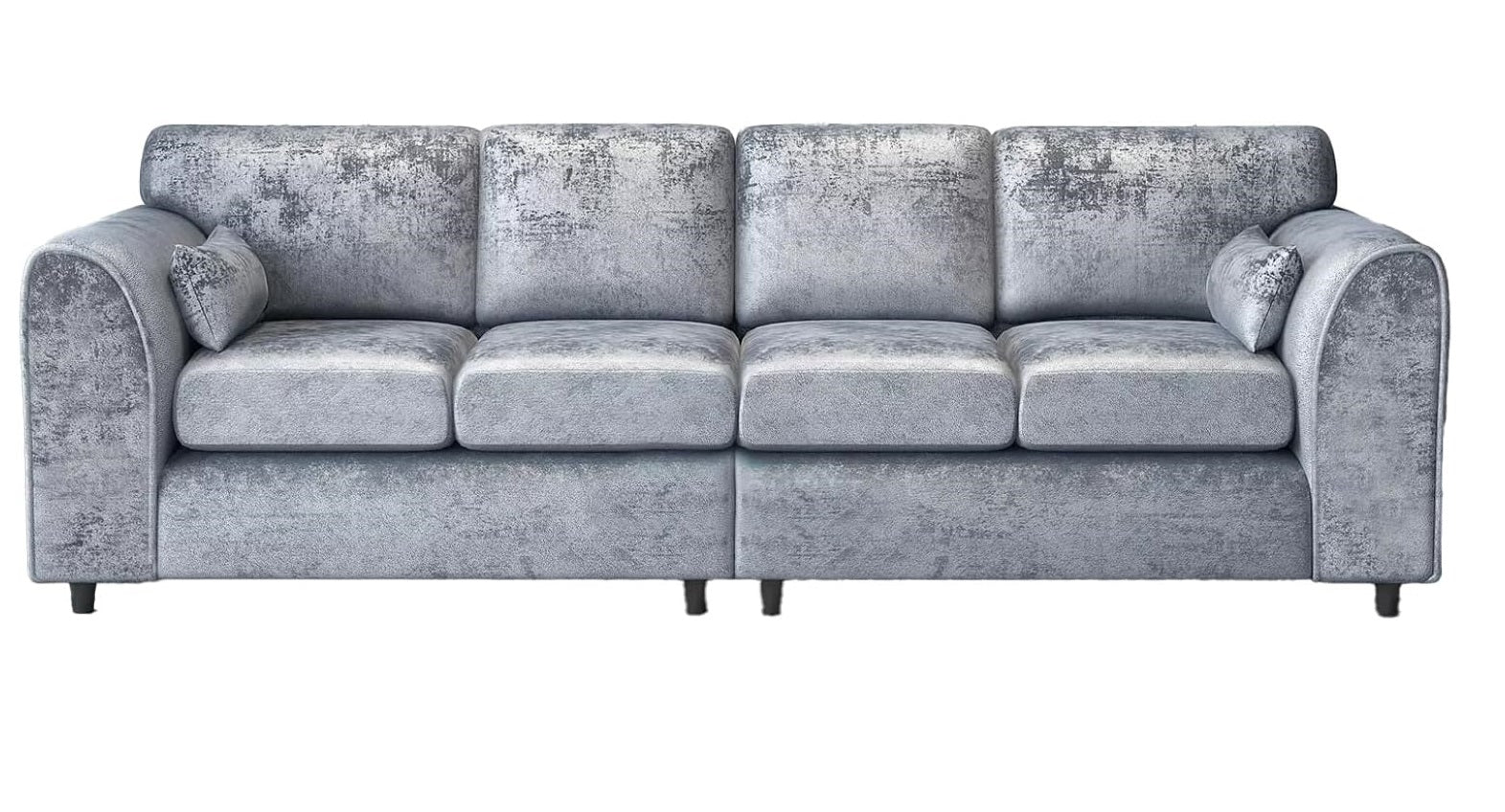 Bela Crushed Velvet 4 Seater Full Back Sofa Silver