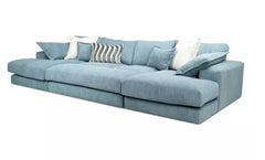 Family Large Double Sofa with Footstool U-Shaped Sky Blue
