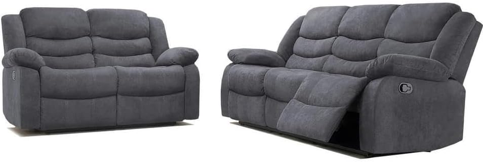 Roman Fabric Recliner 3seater + 2setaer sofa set in Grey