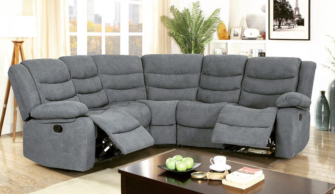 Roman Fabric Recliner Corner sofa Grey