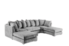 Bishop Luxe Soft Chenille U-Shape Scatter Back Sofa (Grey)