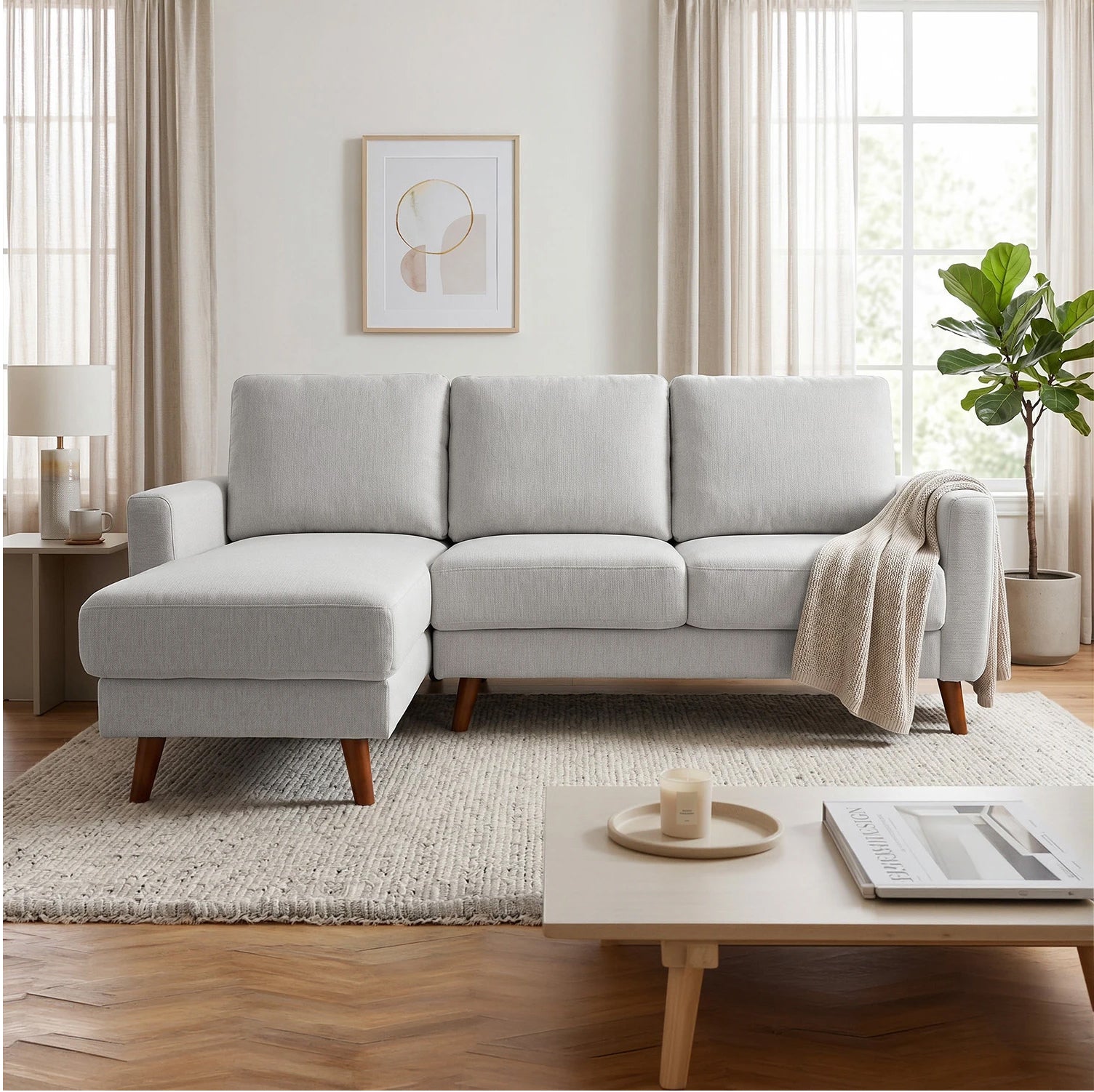VENICE Universal L Shaped Corner Sofa Beige