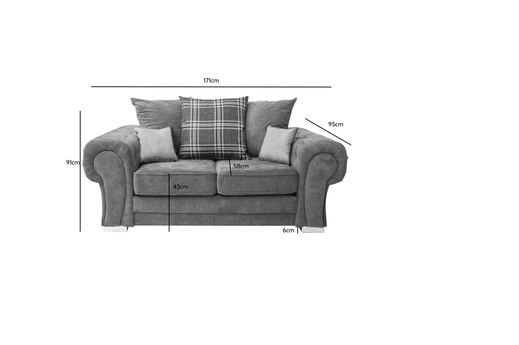 Verona Scatter Back 3+2 Seater Sofa Set Chenille Fabric Grey