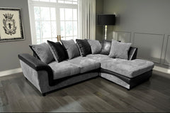 PALERMO JUMBO CORD Right Hand Facing Corner Sofa Black-Grey