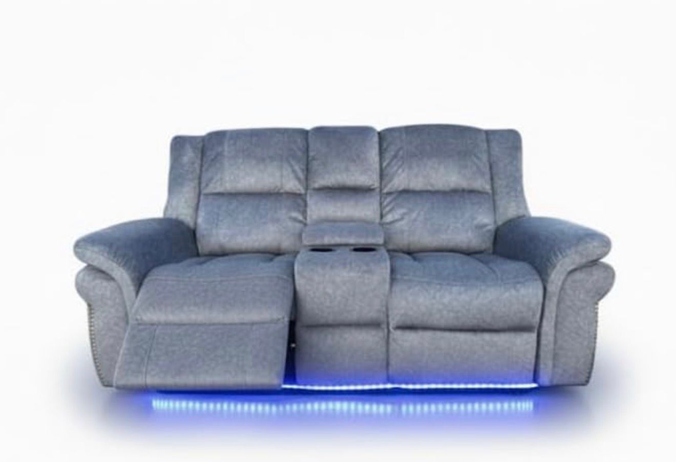 Berlin Fabric Electric Recliner 2 Seater Sofa Grey