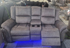 Berlin Fabric Electric Recliner 2 Seater Sofa Grey